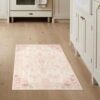 ODIKA 3'x5' Ivory Pink Vintage Floral Washable Washable Accent Rug