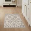 ODIKA 3'x5' Oatmeal with Slate Boho Southwestern Motif Washable Accent Rug