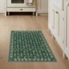 ODIKA 3'x5' Teal Deep Geometric Motif Design Washable Accent Rug