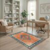 ODIKA 4'x6' Orange Sunset Boho Diamond Pattern Washable Area Rug