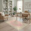ODIKA 4'x6' Pink Soft Vintage Floral Medallion Washable Area Rug