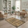 ODIKA 4'x6' Tan Black Mystical Symbols and Celestial Washable Area Rug