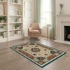 ODIKA 4'x6' Teal Terracotta Boho Medallion Design Washable Area Rug