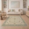 ODIKA 5'x7' Beige Blue Elegance with Symmetrical Washable Area Rug