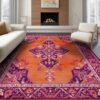 ODIKA 6'x9' Orange Purple Sunset Boho Symmetrical Washable Area Rug