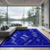 ODIKA 9'x12' Blue Contemporary Guitar Keyboard Music Washable Area Rug