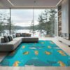 ODIKA 9'x12' Teal Educational Alphabet Classroom Washable Area Rug