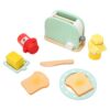 OEBUAFI Wooden toaster toy set with bread slices for kids