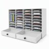 Oekaafvi Literature Organizer 32 Slot Classroom Mailbox with 2 Drawers
