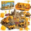 OENUX Construction Play Sand Kit with 4 Take Apart Trucks for Boys Age 3-8