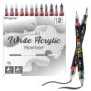 offgrow Dual Tip Acrylic Paint Markers, 12 Pack, White & Gray