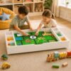 OFLILAK Kids Activity Table, 3-in-1 Block Table with Whiteboard and Storage