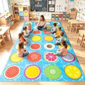 OHDS 28 Seats Classroom Rug 8x14 ft, Non-Slip Kids Rug for Playroom Daycare