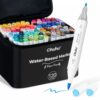 Ohuhu Markers Paper-friendly No Peeling Water-based 120 Colors Dual Brush Fine Tips Coloring Markers for Adult Coloring Books No Bleeding Drawing Pens for Kids Adults Beginner Calligraphy