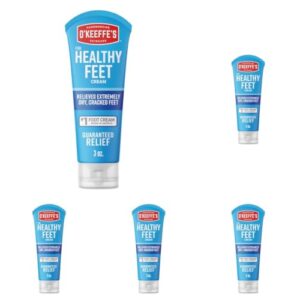 O'Keeffe's for Healthy Feet Foot Cream - 3 oz Travel Size Tube (5 Pack) - Guaranteed Relief for Extremely Cracked, Dry Feet, Repairing Skincare, Instantly Boosts and Retains Moisture Levels