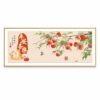 Okiyakusama Embroidery Craft Kit for Beginners, Hand Cross Stitch Kit with Plant and Flower Design, 41 Colors Thread, for Living Room