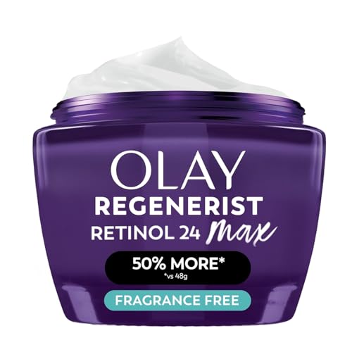 Olay Retinol Night Cream for Women, MAX, Anti-Aging Face Mousturizer, Fragrance-Free, Non Greasy - Anti-Wrinkle, Smooth Fine Lines, Hydrating Skin Care - Triple Collagen Cream, Niacinamide, 1.7oz
