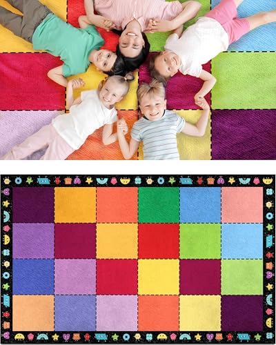 OLEEK Large Classroom Rug Elementary 8x13 - (Washable) Classroom Rugs for Kids Room - Classroom Carpet Elementary - Kids playroom Rug 8 x 13 - Preschool Rugs for Classroom - Schoolgirl Classroom Decor