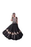 OMNATHRA Indian Treditional Gorgeous silk Mirror & Gamthi Embroidery work Top for every indian occasion. (BLACK, XXL (44))