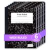 ONAVIA Composition Notebook Wide Ruled 6 Pack, 200 Pages, Marble Black