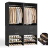 ONBRILL W3 Closet System with Chrome-Plated Hanging Rods & Drawers Set of 2