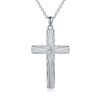 ONEFINITY Religious Cross Pendant Necklace Sterling Silver Origami Cross Pendant Gifts for Women Men Jewelry (Diamond-cut)