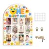 One Happy Dude First Birthday Photo Board, Baby Milestone Wood Sign-A24