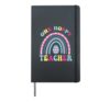 One Hoppy Teacher Rainbow Funny Teacher Easter Day Hardcover Journal, Black