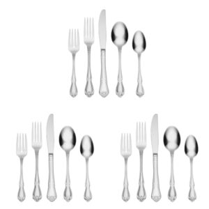 Oneida Silverware Set, True Rose 20-Piece Everyday Flatware Set, Service For 4, 18/0 Stainless Steel, Dishwasher Safe, Knife Spoons And Forks Set, Home And Kitchen Utensils (Silver, 20 Piece)