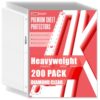 ONEKEEP 200 Pack Heavy Duty Sheet Protectors, Top Loading for 3-Hole Page