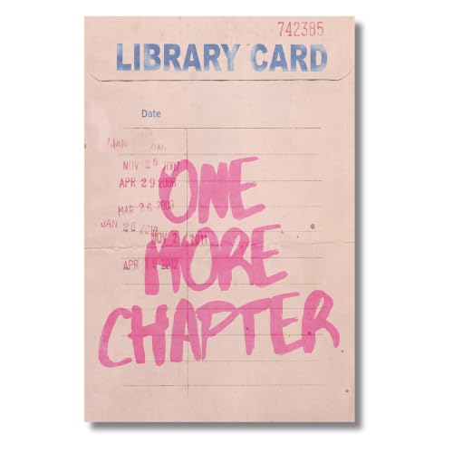 One More Chapter Vintage Library Card Bookish Quote Wall Art Reading Decor