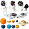 ONEST 15 Pieces Universe Planet Solar System Model Astronaut and Rocket Figurines for DIY Shelf Tabletop Diorama Craft Decoration