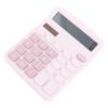 Onythral Desktop Calculator, Solar Powered Pink Calculator with 12 Digit LCD and Large Recessed Buttons, Plastic Electronic Desk for Students Office Home Use 120 X 150mm