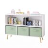 OOTDAY Kids Bookcase, Multi Shelf Toy Storage Organizer White+Green