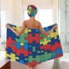 Opuasis Bath Towel Wrap Set with Hair Turban,Bath Wrap Towel for Woman