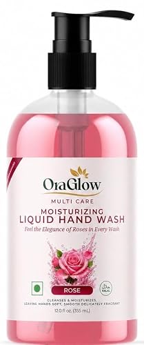 OraGlow Multi Care Moisturizing Liquid Hand Wash – Rose Scent Hand Soap, Cleanses & Moisturizes Hands, Gentle on Skin, SLS Free & Paraben Free, Halal, Made in USA, 12.0 fl oz (355 ml)