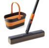 Orange 3 Gallon Plastic Collapsible Mop Bucket with Sponge Mop Set QN29526