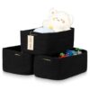 Ordn2Ordn Small Storage Baskets for Organizing, Woven Storage Bins for Shelves, Gift Basket Empty, Cute Decorative Closet Organizer, Baby Rope Basket, Dog Toy Storage, 12.6x8.2x5”, 3Packs Black