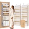 Ordovibe 5 Tiers Over the Door Organizer with 10 Mesh Side Pockets, 44 lbs Weight Capacity Closet Hanging Storage Organizer with Large Clear Window Kids Toys, Shoes, Diapers, Beige，2 Pack