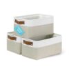 OrganiHaus 12x8in Canvas Storage Baskets, 3 Pack - Fabric Bins for Shelves