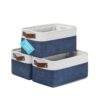 OrganiHaus 12x8in Canvas Storage Baskets, 3 Pack - Fabric Bins for Shelves