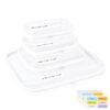 OrgEase 4 Pack Clear Hard Shell Zipper Case with Labels, 4 Sizes (S+M+L+XL)