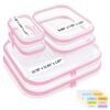 OrgEase 6 Pack Clear Hard Shell Zipper Case with Labels, 2S+2L+2XL, Pink