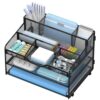 OrgMate 3 Tier Mesh Paper Desk Organizer with Pen Holders, Black