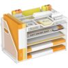 OrgMate 5 Tier Paper Letter Tray Desk Organizer with Pen Holders - White