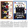 ORIGACH 2026 Graduation Metal Cutting Dies Congrats Grad Words and Background Die Cuts Embossing Stencils Template for DIY Scrapbooking Decorative Paper Card Making