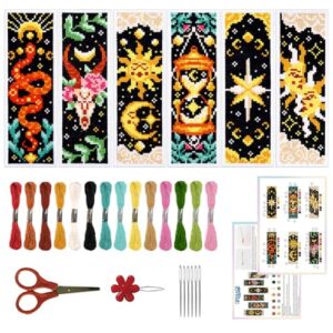 ORIGACH 6 Set Tarot The Sun and Star Cross Stitch Bookmark Kit for Beginner
