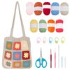ORIGACH DIY Granny Square Crochet Bag Kit for Beginners Adults, Crochet Granny Square Bag Kit with Instruction Video Tutorials, Multicolor