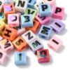 Ornazy 50Pcs UV Plating Opaque Letter European Beads for Jewelry Making