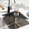 Oruiiju Triangle Roll-Up Dish Drying Rack for Sink Corners, Black